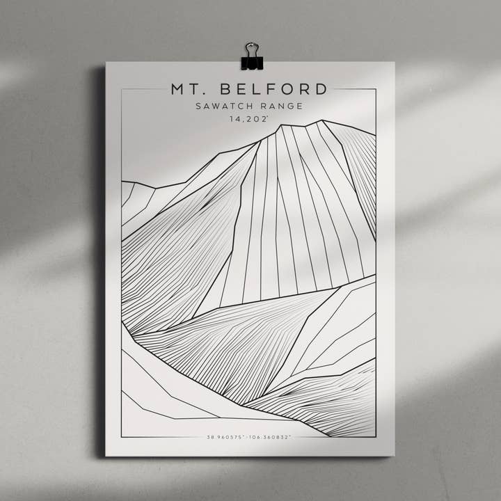 Póster de 9x12 del Mt. Belford para venta al por mayor de The Elevated Line LLC