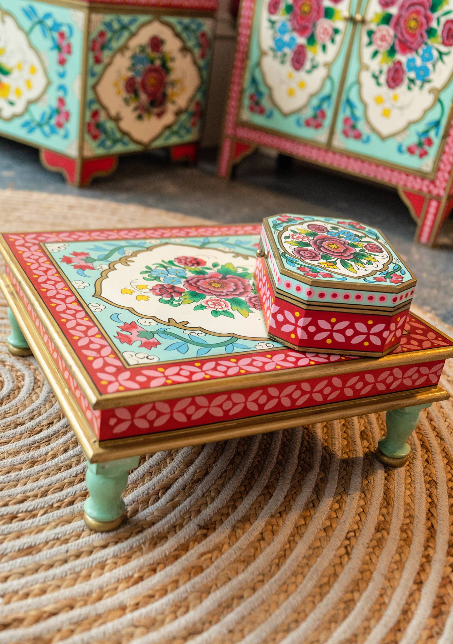 Namaste - Vente Tables d'appoint - Table Bajot peinte à la main Rikisha3