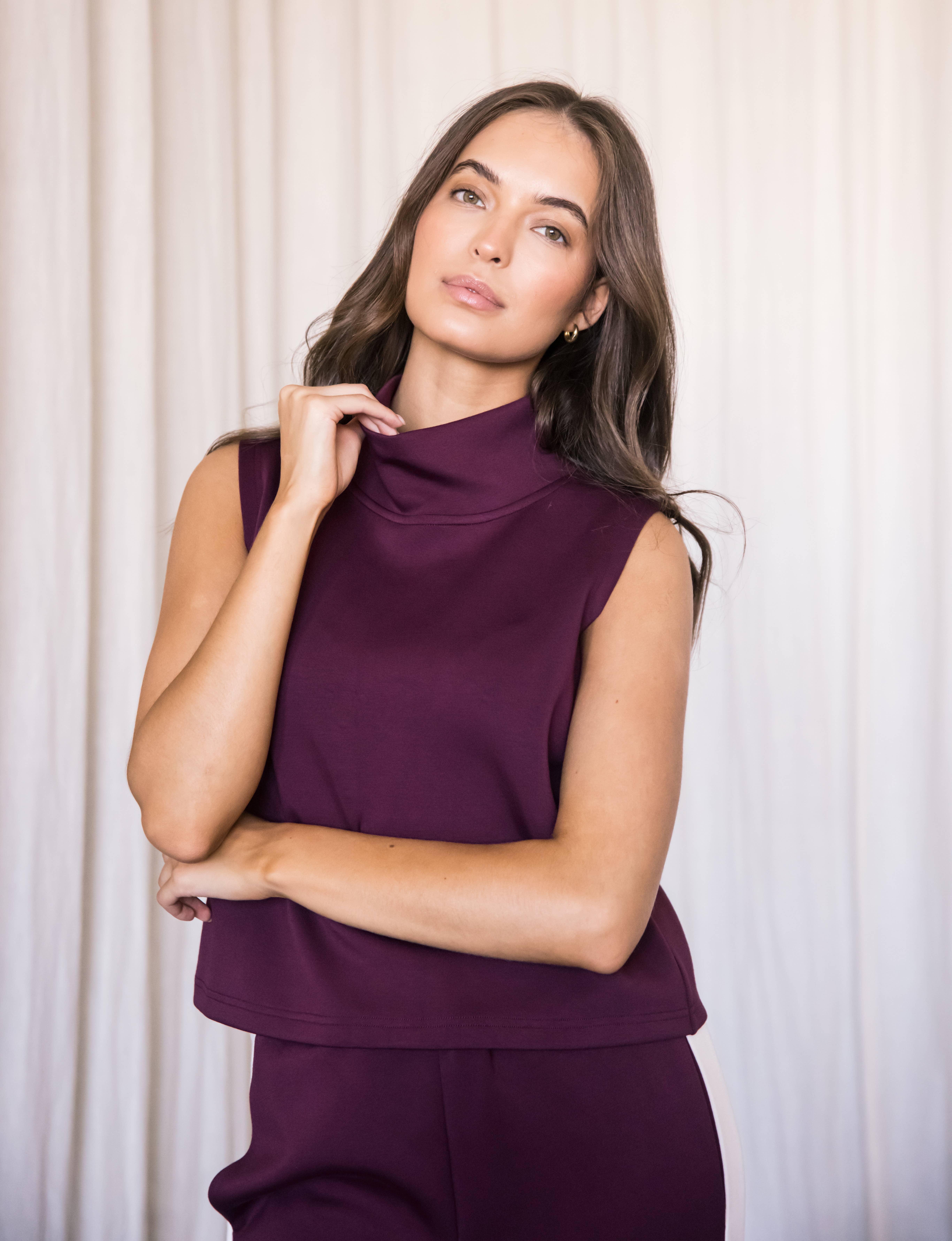 P. CILL - Wholesale Knit Top - Women's - P. CILL Butter Modal Cowl Neck Sleeveless Top1