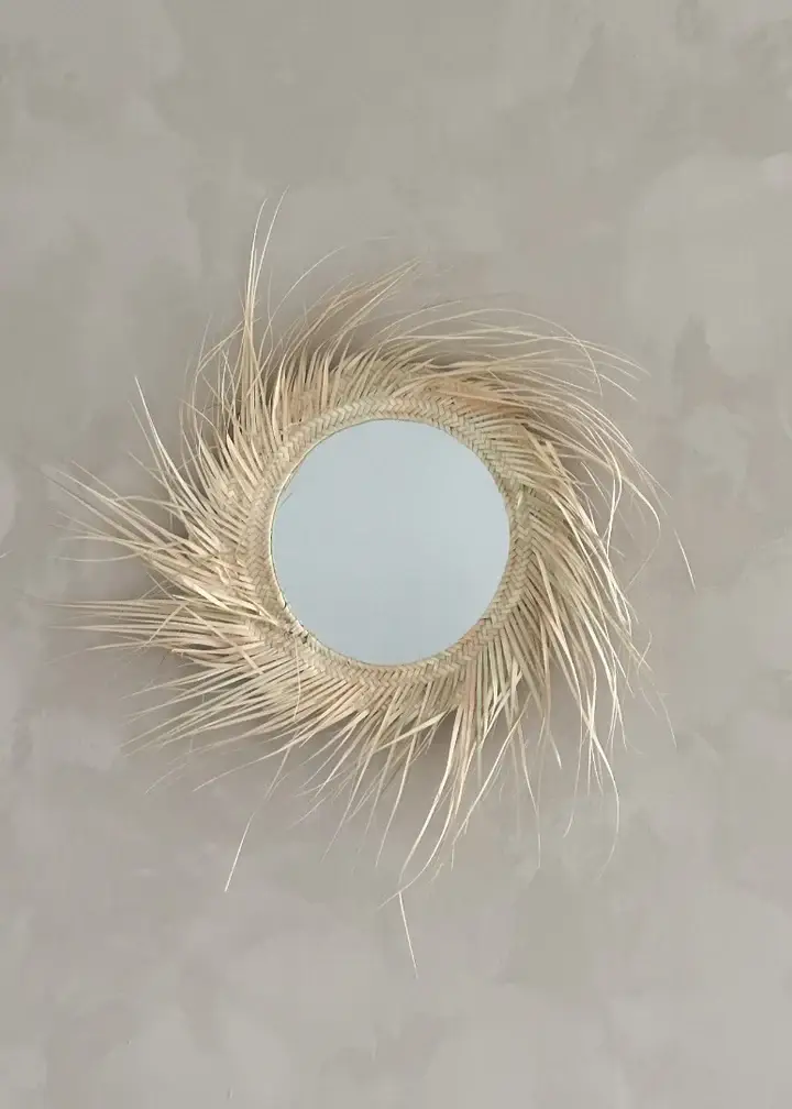 High crafty - Vendita all'ingrosso Specchi da parete - Specchio in Foglia di Palma Fatto a Mano – Design Organico Unico3