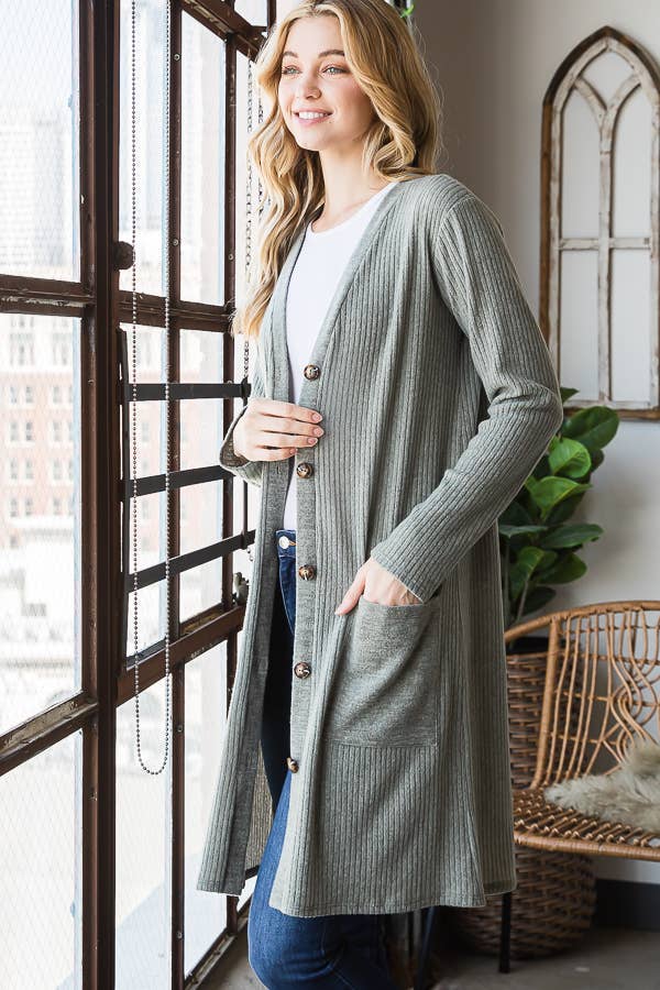 Pink Irene Wholesale - Vendita all'ingrosso Cardigan - Donna - CARDIGAN A COSTE TINTA UNITA CON TASCA A TINTA UNITA6