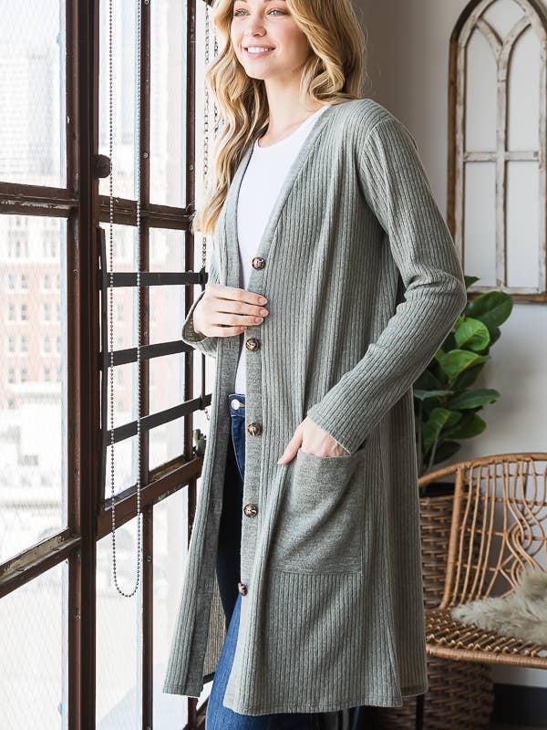 Pink Irene Wholesale - Vendita all'ingrosso Cardigan - Donna - CARDIGAN A COSTE TINTA UNITA CON TASCA A TINTA UNITA6