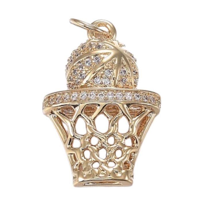 Gold Swish, Swish Basketball Charm - Gold for wholesale by The Charm Bar Company