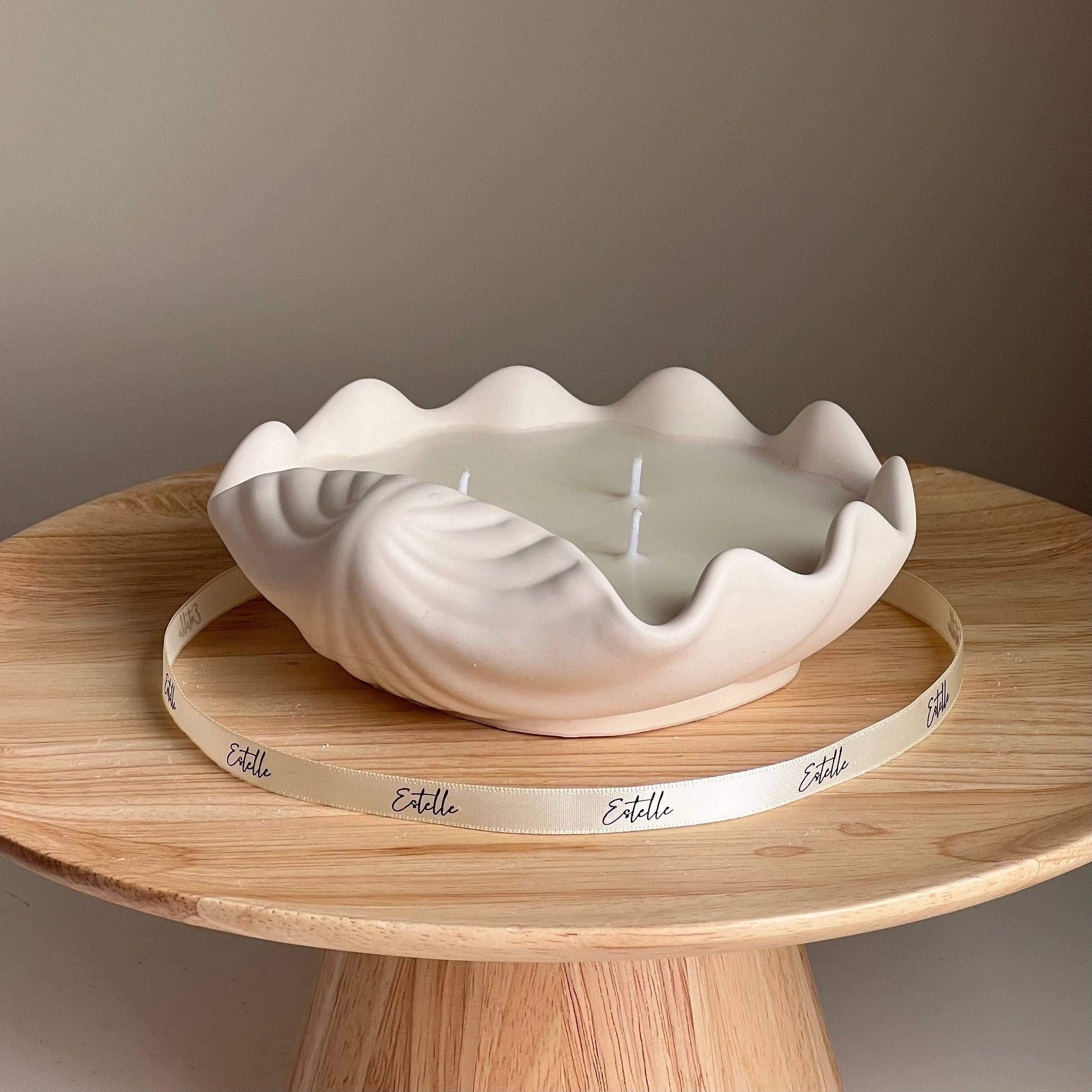 Estelle Studio - Wholesale Jar/Filled Candle - Clam Shell Soy Wax Candle in Jesmonite Vessel: Handmade Scented Candle2