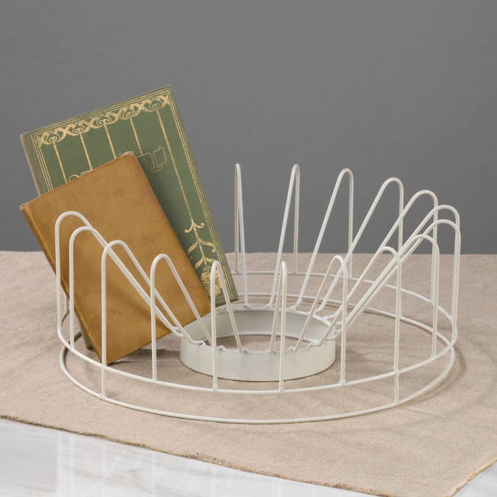 White Circular Plate Display Rack with 20 Slots for wholesale on Faire2