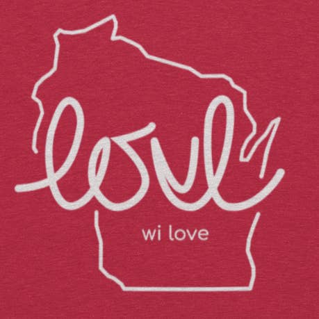 WI kärlek (Wisconsin kärlek) röd & vit T-Shirt för wholesale av Wear.Love