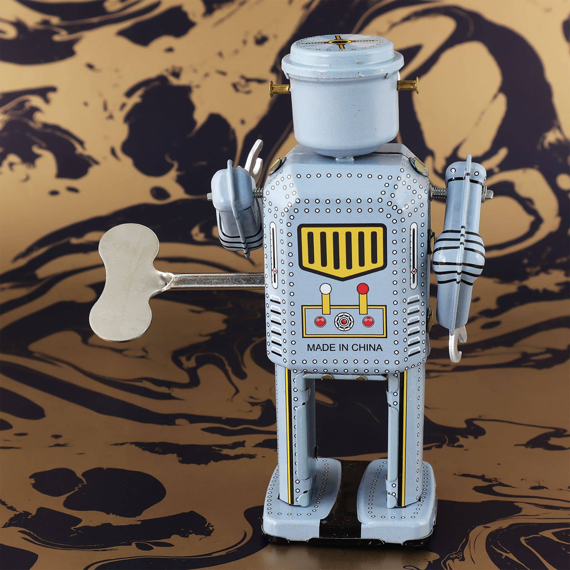 Tribal Trade GmbH - Vendita all'ingrosso Giocattolo a carica manuale - Bambini - Robot meccanico in lamiera azzurro chiaro8