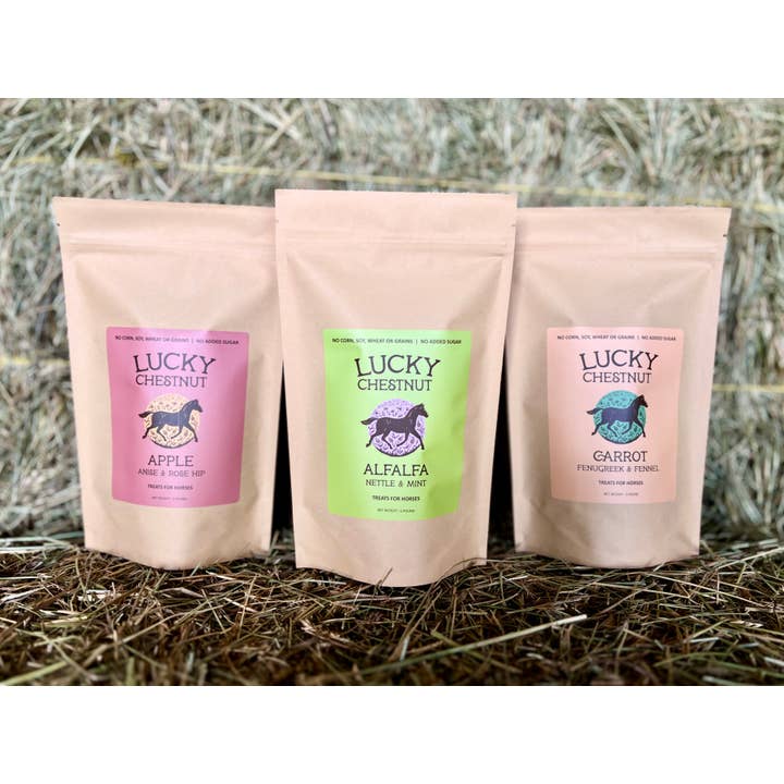 Retail Horse Treat Starter 6 Pack - 2 bags of each flavor for wholesale by Lucky Chestnut