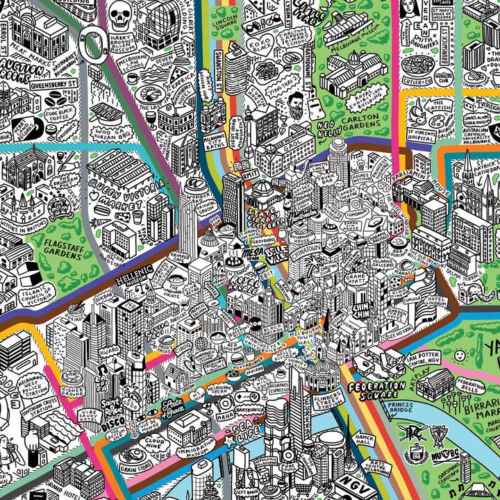 Evermade - Wholesale Art Print - Hand Drawn Map of Melbourne Art Print6