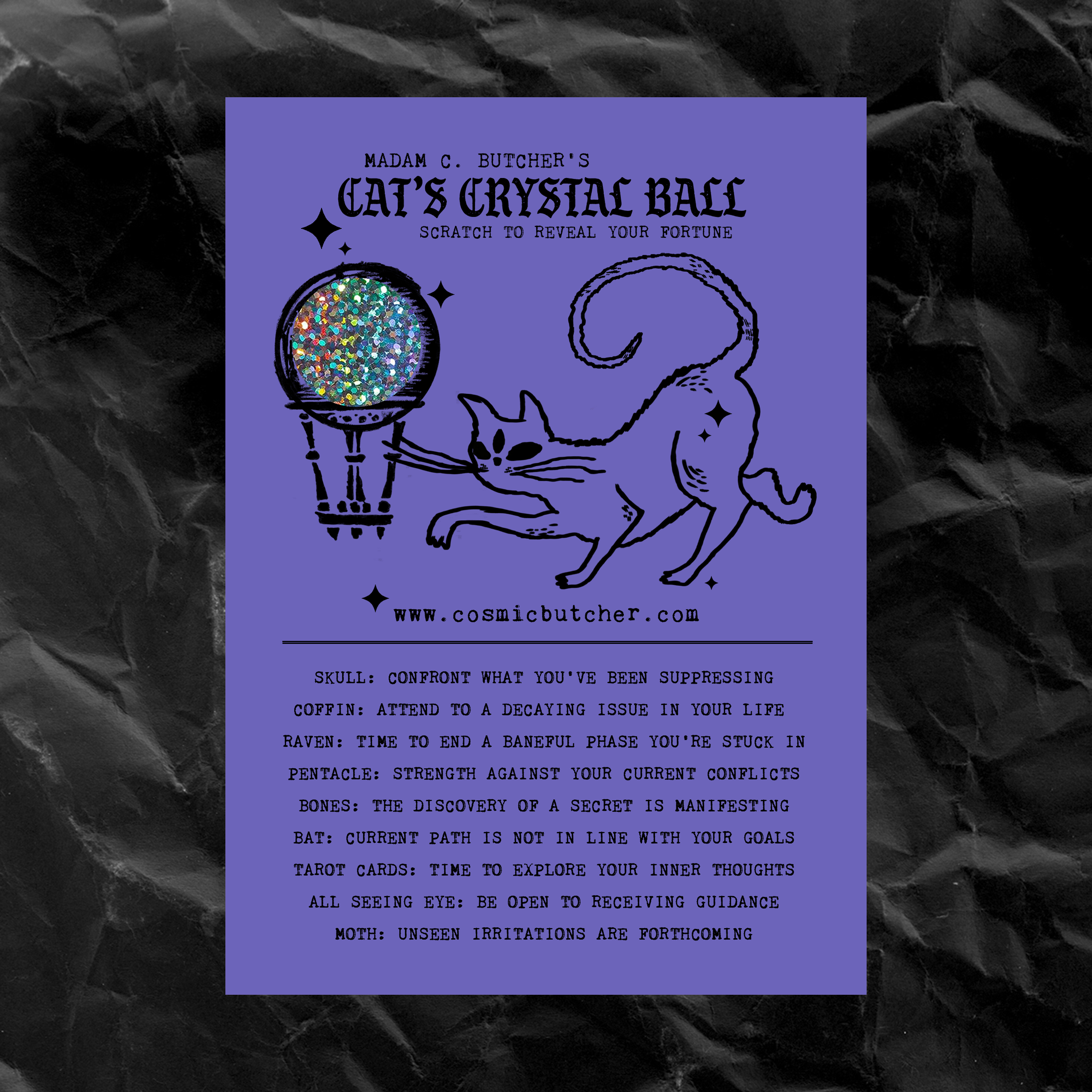 Cosmic Butcher - Vente Cartes postales - "BOULE DE CRISTAL DU CHAT" Carte Postale à Gratter de Prédiction Sorcière1