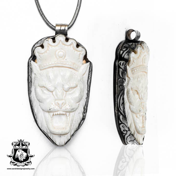 Imperial British Crowned Lion Cutting Sølvvedhæng & Kæde N358 for engroshandel hos SARAH DESIGNS JEWELRY