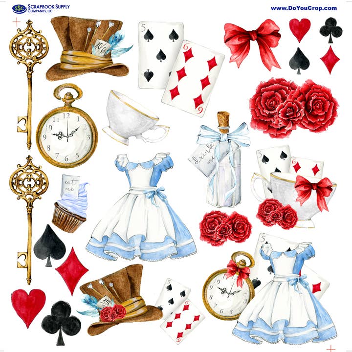 Frou Frou's Alice Collection Laser Cut Ephemera Embellishments - 3 Packs for wholesale by SSC Wholesale