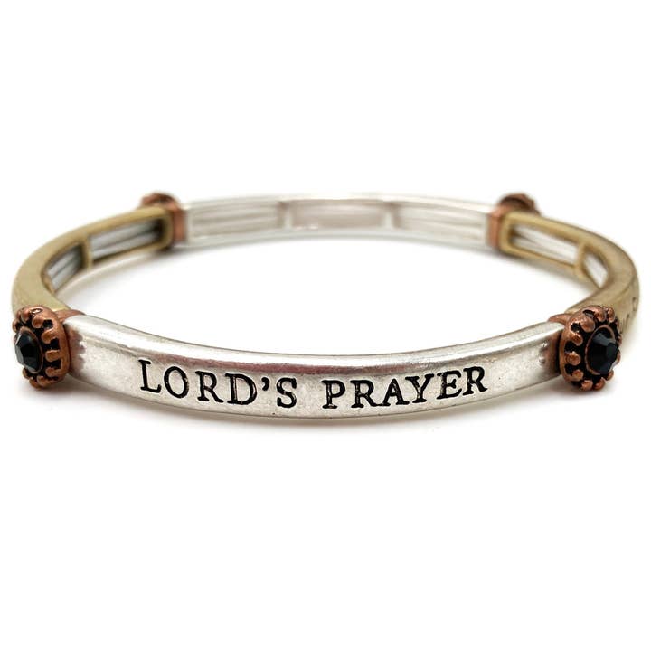 Lunar Deer - Wholesale Bangle Bracelet - Lord's Prayer Inscription Concho Stretch Bracelet1