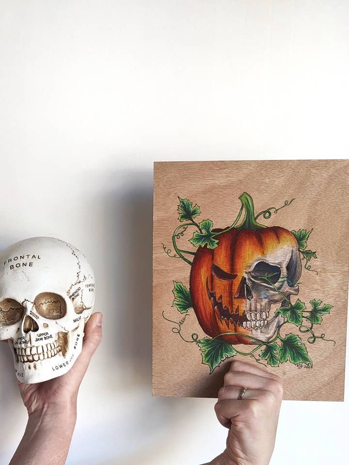 Skeleton Pumpkin for wholesale by Unstrung Studios