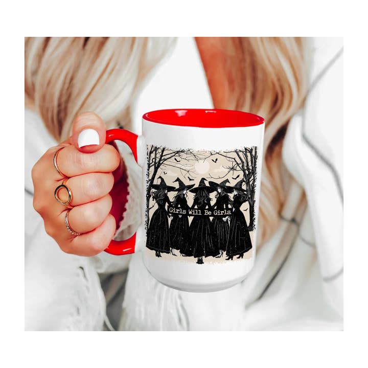 NVC Ecommerce LLC - Wholesale Coffee Mug - Girls Will Be Girls Witchy Halloween Mug, Feminist Halloween