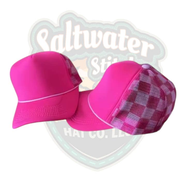 Checkered Mesh hats for wholesale by Saltwater Stitches Hat Co LLC