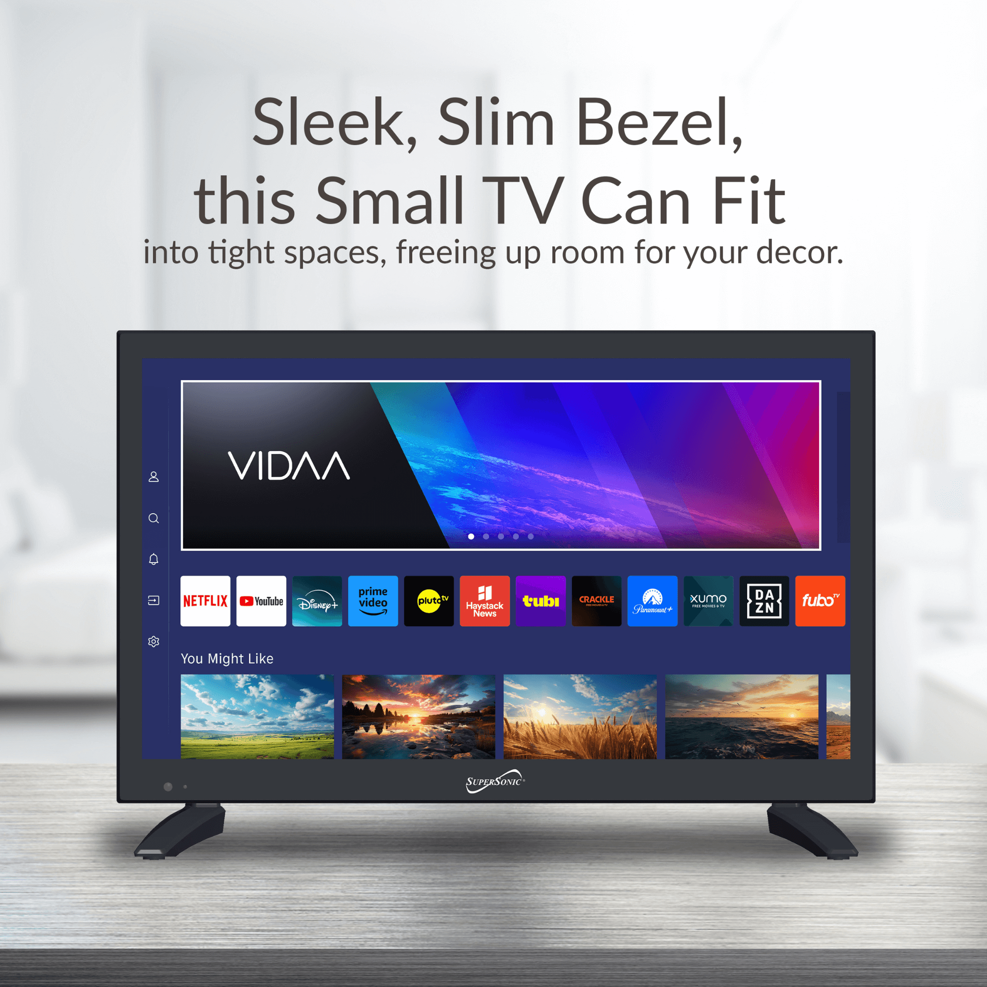 JupiterGear Home - Vendita all'ingrosso Decorazioni da tavolo - TV LED Smart Supersonic 19" VIDAA compatibile ACDC con WiFi2