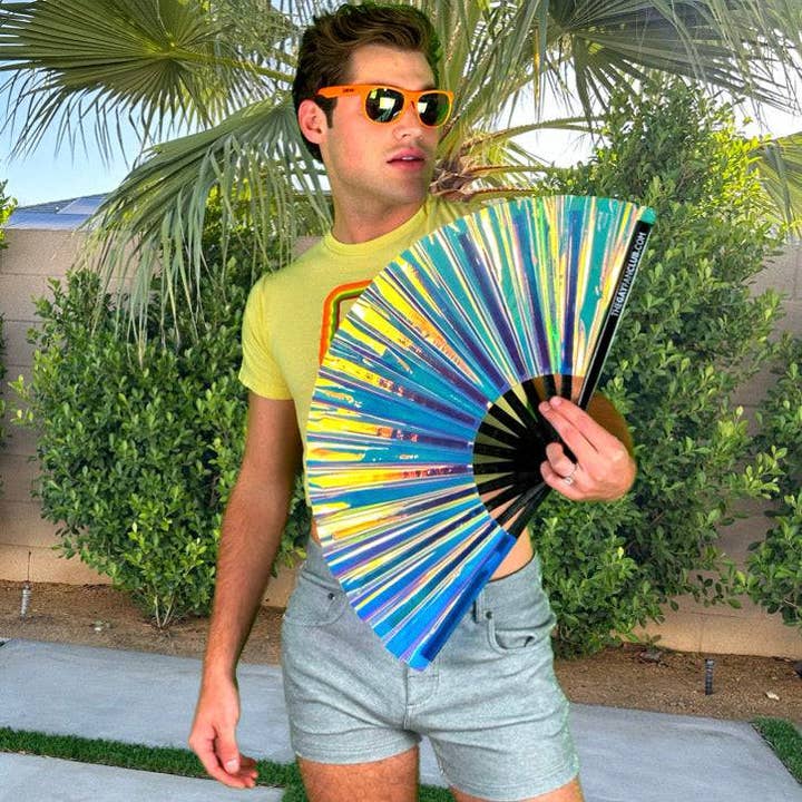 The Gay Fan Club - Wholesale Handheld Folding Fan - Disco Ball Holographic Fan4