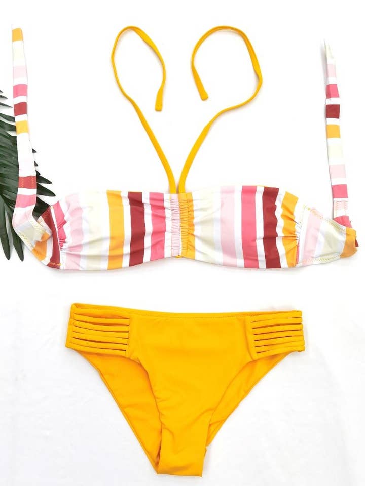 Vintage Stripe Bandeau Bikini Swimsuit/SY2102 for wholesale by Belle Com'Elle