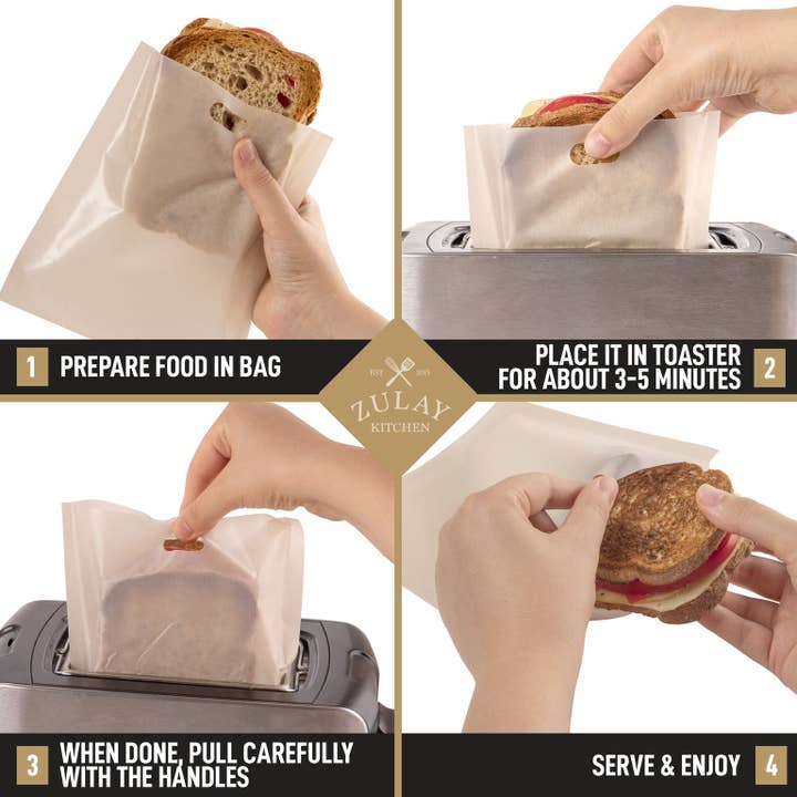 Zulay Kitchen - Wholesale Food Storage Wrap/Bag - Reusable Toaster Bags - 6 Pack