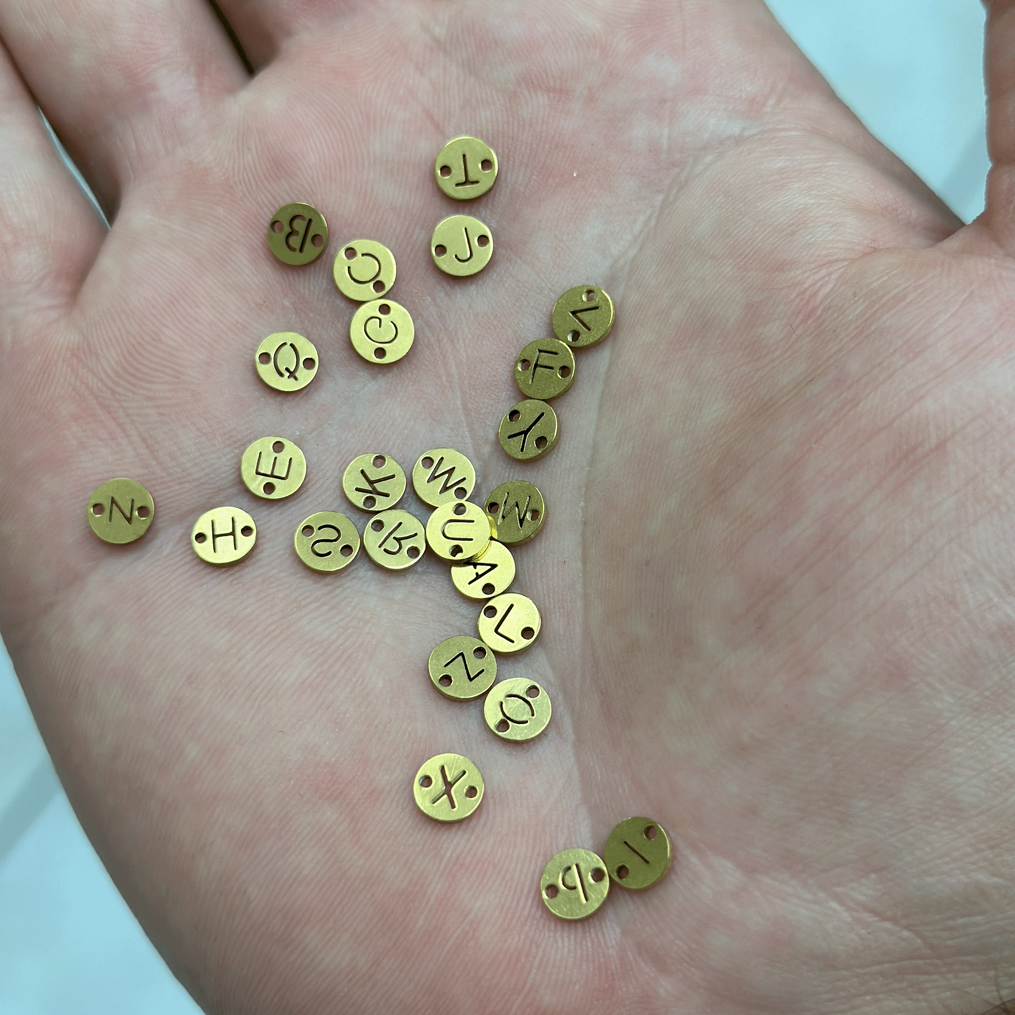 Continental Beads - Wholesale Individual Charm/Pendant - Letter Charms 6mm Alphabet Round Connectors - No Fade Gold & Silver - Per Piece2