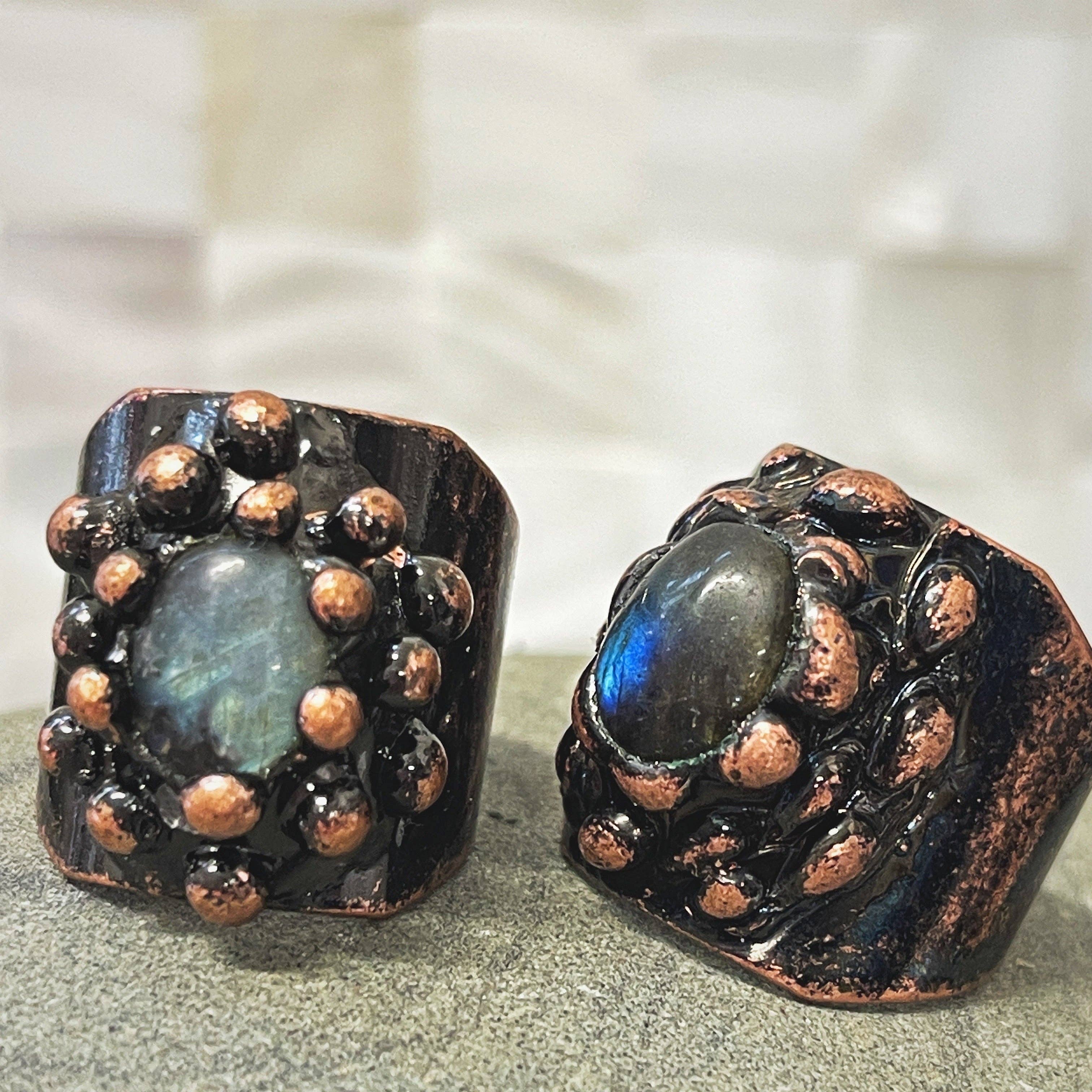 Peace Love Bling - Wholesale Cocktail/Statement Ring - Copper Labradorite Shield Ring1