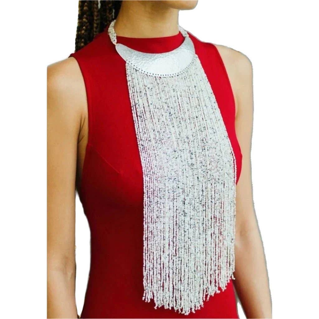 KENDI AMANI - Wholesale Beaded/Pearl Necklace - Maasai Long Beaded Statement Necklace – Handmade African Jewelry0