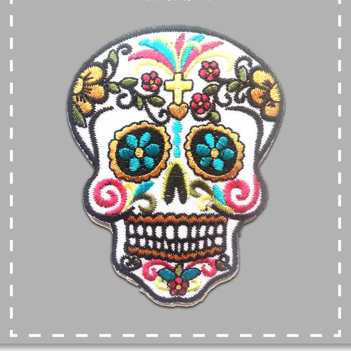 white Iron-on Patch/Skull Skeleton for wholesale on Faire