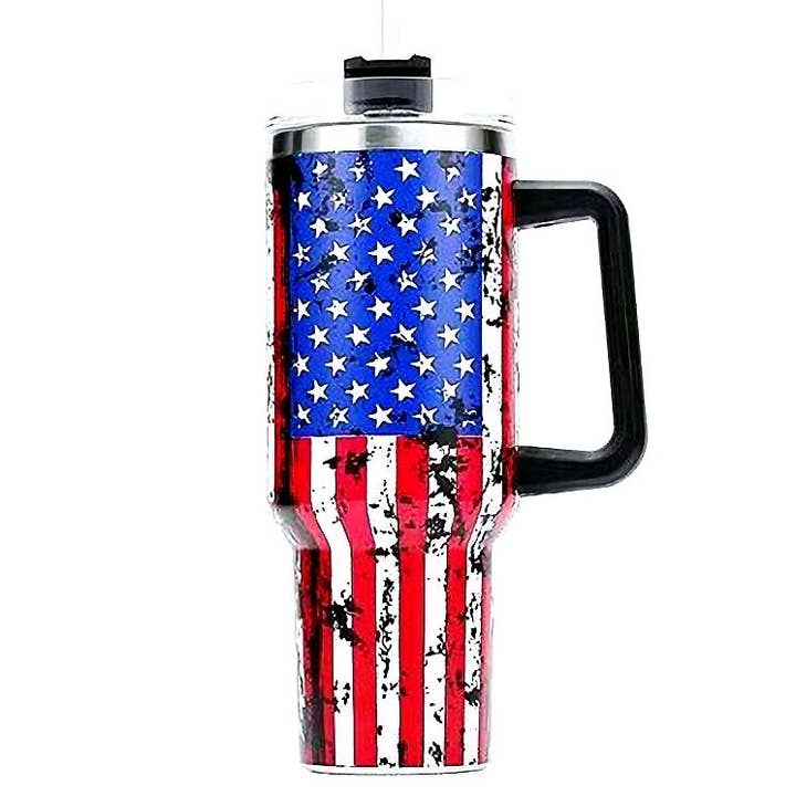 Flag Stainless Stell Insulated Tumbler Handle Straw for wholesale by Diacly