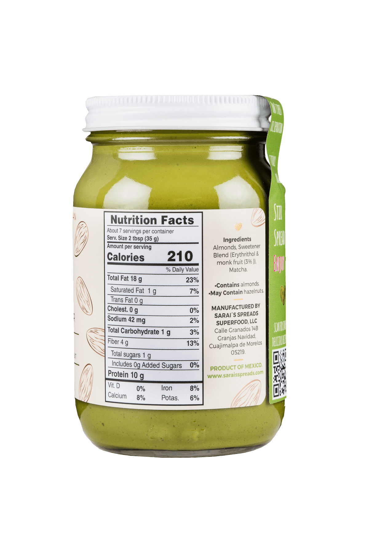 Sarai's Superfood Spreads - Wholesale Nut Butter - Matcha Almond Butter2