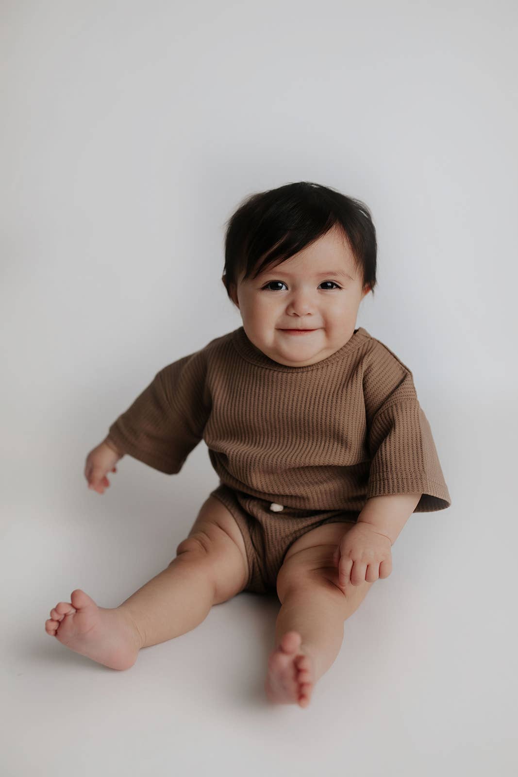 Three Little Tots - Wholesale Top & Short Set - Kids - Cocoa Sands Neutral Summer Waffle Toddler Top & Bottom Set15