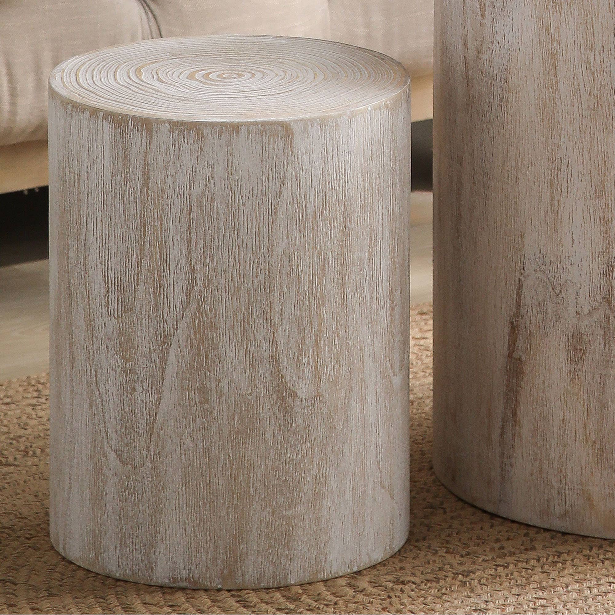 39F Inc. - Wholesale Coffee Table - Set of 3 Whitewashed Wood Coffee & End Tables, Plant Stands16