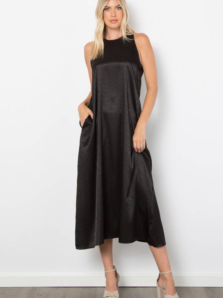 PD5897 SATIN JACQUARD LONG DRESS for wholesale by Emme Kay