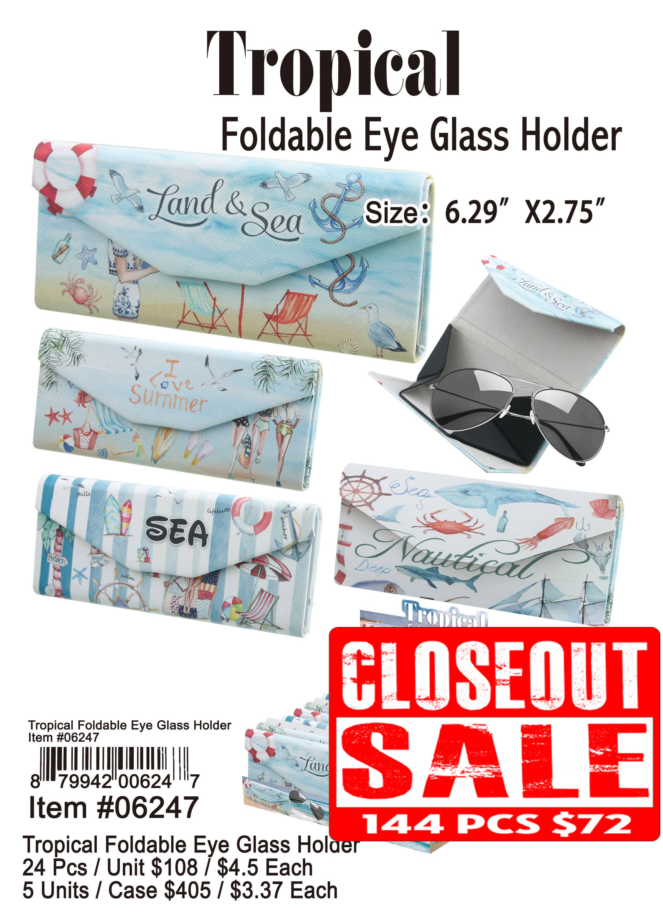 Puka Creations - Wholesale Eyewear Cases & Holders - Unisex - Tropical Foldable Eye Glass Holder