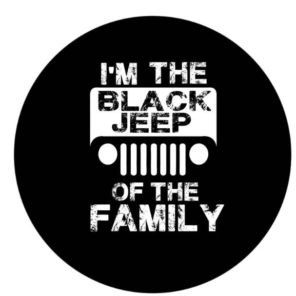 Copertura per ruote di ricambio I'm The Black Jeep Of The Family per la vendita all'ingrosso da parte di Dirty Acres