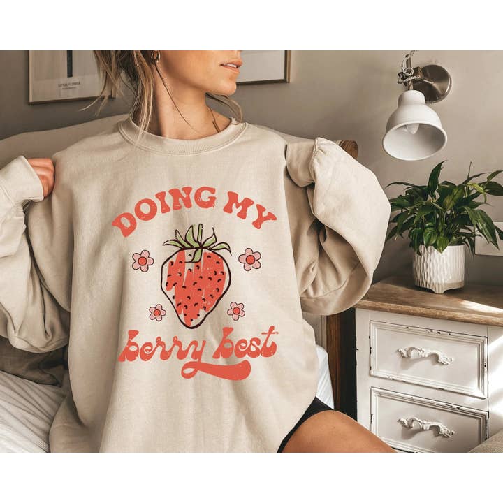 Doing my berry best strawberry shirt for wholesale by Rad & Cove