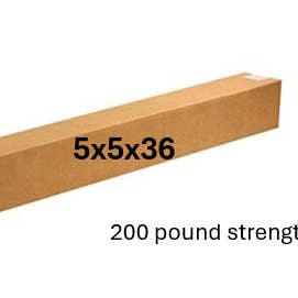 5x5x36 (200 lb strength) | SINGLE CARDBOARD BOX | TALL for wholesale by SHIPPING BY ELI