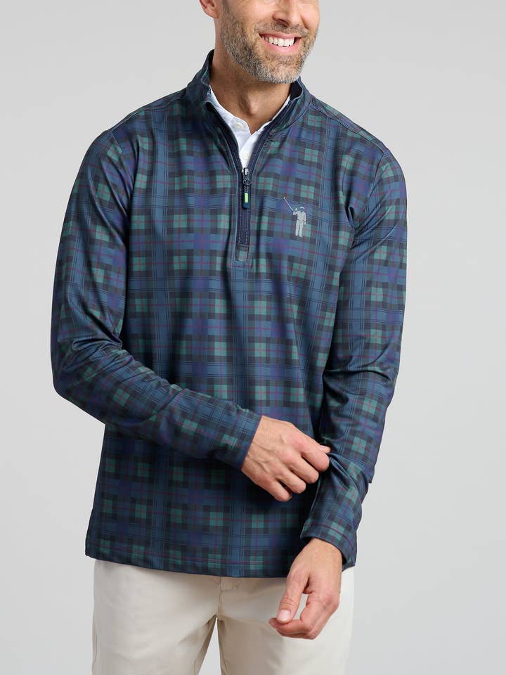 Dark Tartan Men's Chip Shot Pullover for wholesale by William Murray Golf