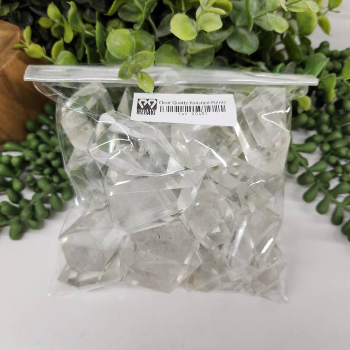 Meraki Gemstones - Wholesale Spiritual Stone/Crystal - Clear Quartz Crystal Polished Points Lot AAA 0.5Kg2