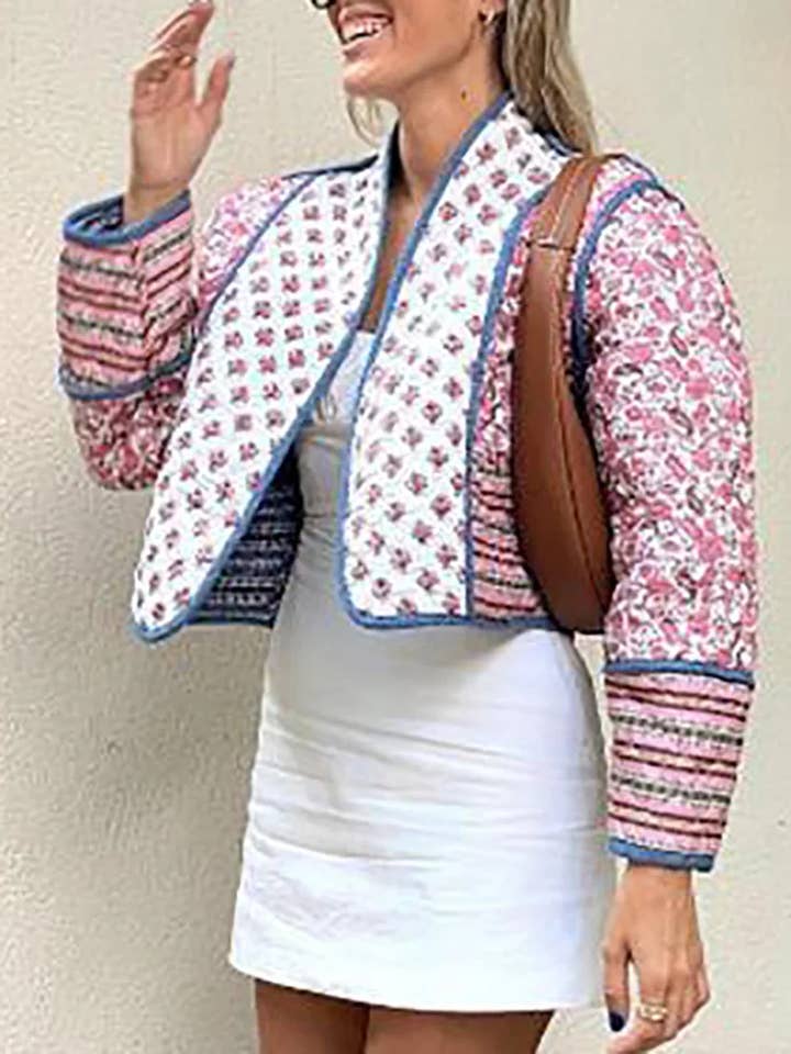 Rosa Clothing - Wholesale Jacket - Women's - Reversible floral cropped Quilted jacket