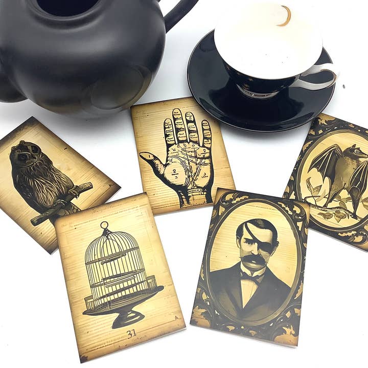 Tea and Halloween Horror Greeting Card Black Tea Pyramid tea for wholesale by All Little Cute Things