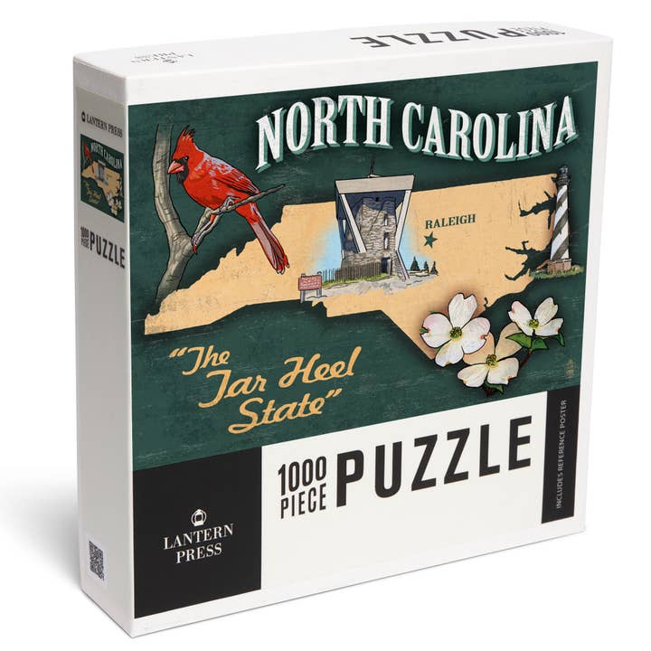 1000 PIECE PUZZLE North Carolina, State Icons for wholesale by Lantern Press