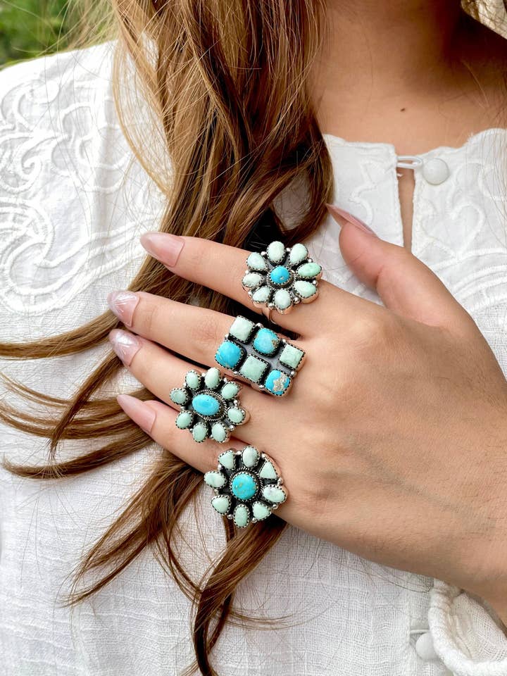 Wit Water Turkoois & Paloma Western Ringen Bno. 12 voor wholesale door Krush Kandy