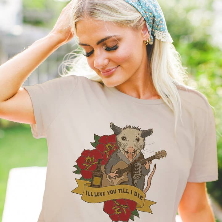 The Possum, George Jones Boxy Crop Top for wholesale by Cluster Funk Studio