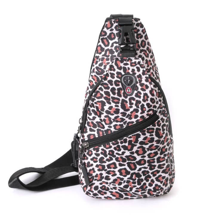 Novelty Sport Leopard Print Sling Bag- NFBG1900 for wholesale by Selini New York