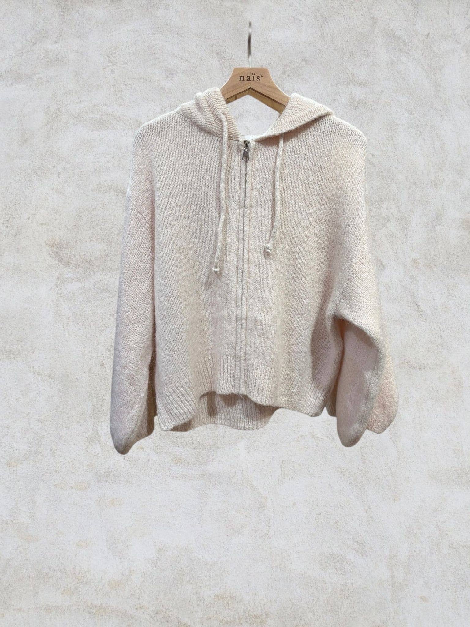 NAÏS PARIS - Vendita all'ingrosso Cardigan - Donna - Cardigan con cappuccio e zip in mohair e lana18