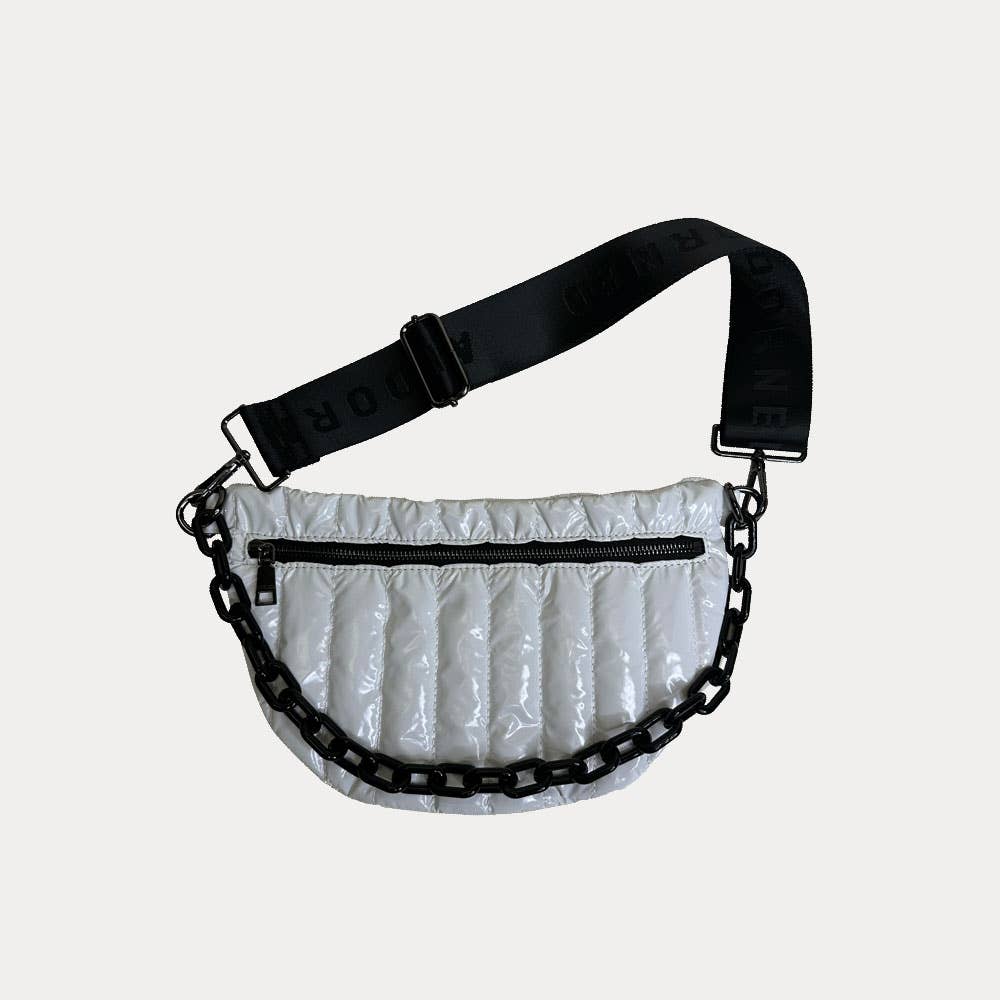 AHDORNED - Wholesale Belt Bag - Women's - Reese Quilted Sling/Waist Bag w/Black Resin Chain & 2" Solid9