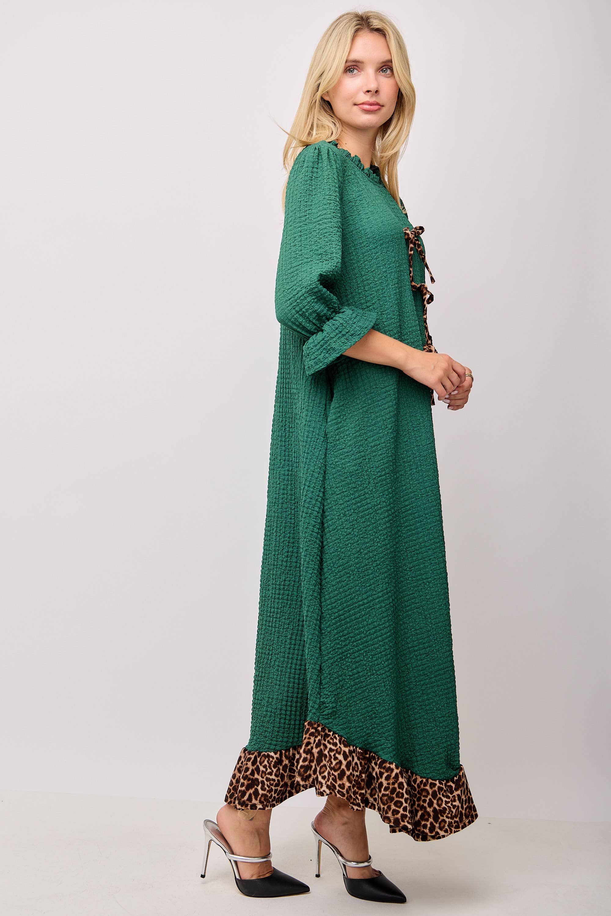 Celeste Clothing - Wholesale Dress - Women's - WOMEN'S PLUS SIZE  MAXI DRESS -LEOPARD CONTRAST AND BOWS 10