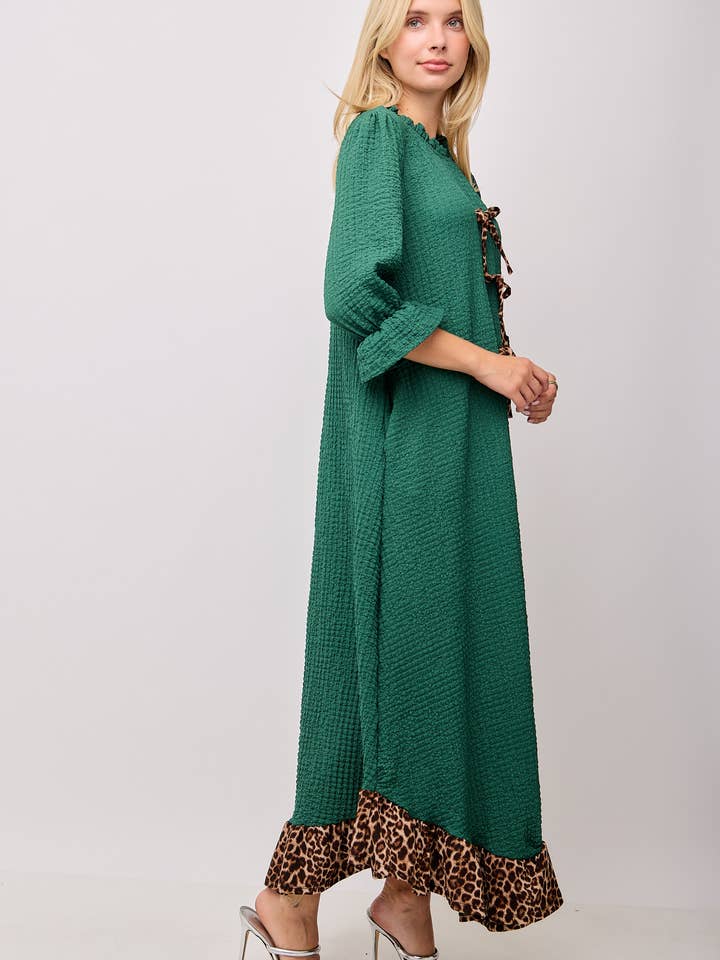 Celeste Clothing - Wholesale Dress - Women's - WOMEN'S PLUS SIZE MAXI DRESS -LEOPARD CONTRAST AND BOWS 10