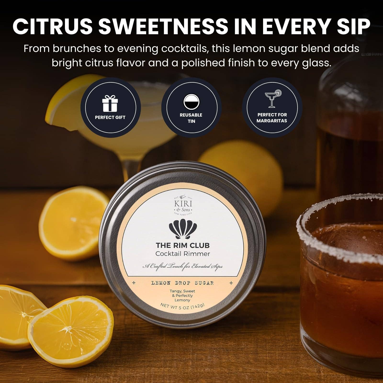 The Wine Savant /  Khen Glassware - Wholesale Cocktail Mix/Syrup - Cocktail Rimmer Salt | Tequila Shots | Lemon Drop Sugar | 52